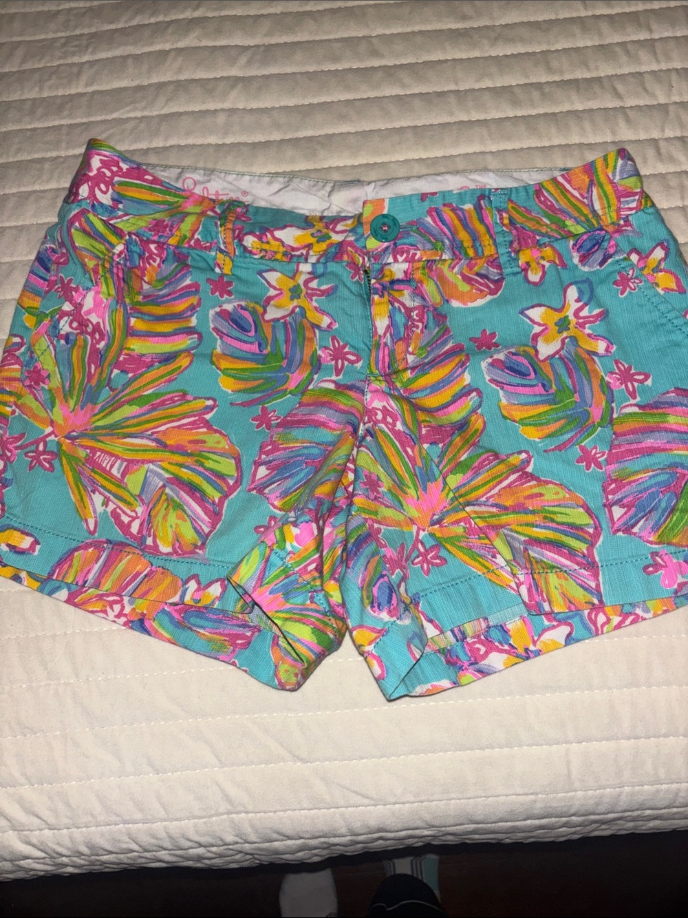 Lilly Pulitzer Turquoise Tropical Print The Callahan Shorts 6